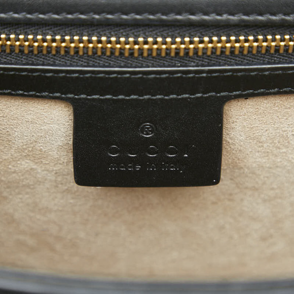 Gucci Sherry Line Sylvie Shoulder Bag 524405 Black Leather Velvet Women's GUCCI - Picture 10 of 11